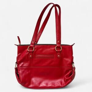 Red leather ili New York genuine leather shoulder bag